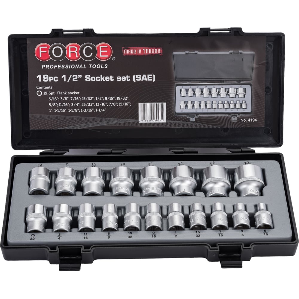 Набор 6 гранных дюймовых головок 1/2" FORCE 4194 - выгодная цена ...