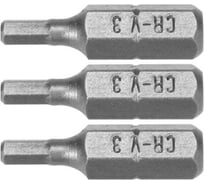 Бита HEX H3, 1/4", 25 мм, 3 шт VOREL 65501
