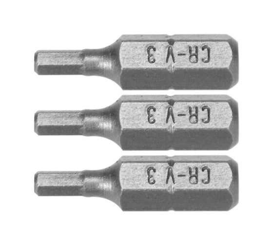Бита HEX H3, 1/4", 25 мм, 3 шт VOREL 65501 1