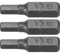 Бита HEX H3, 1/4", 25 мм, 3 шт VOREL 65502