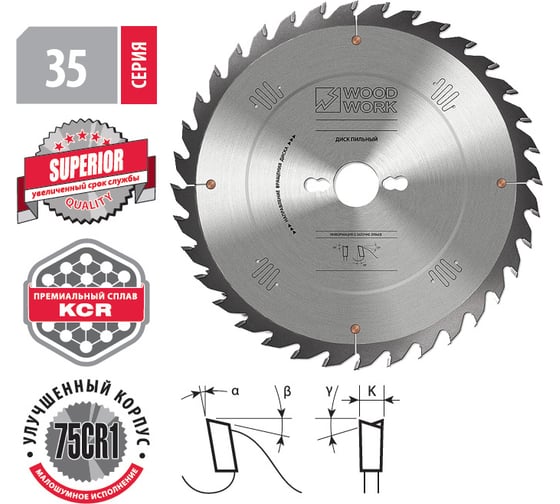 Диск пильный универсальный Superior 300x3.2x30 мм, 96T, А=12° ATB WOODWORK 35.300.96