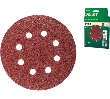 Шлифлист 125 мм Р320 для дерева 10 штук ВОЛАТ 80010-320