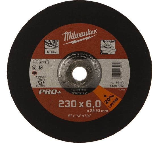 Диск шлифовальный по металлу SG 27/230 PRO+ (230х22.2х6 мм) Milwaukee 4932451504 1