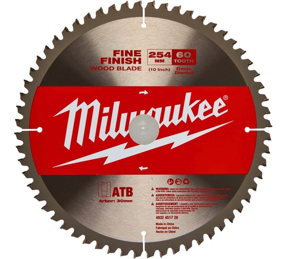 Пильный диск 254/30 мм, 60 зубьев Milwaukee 4932451728 1