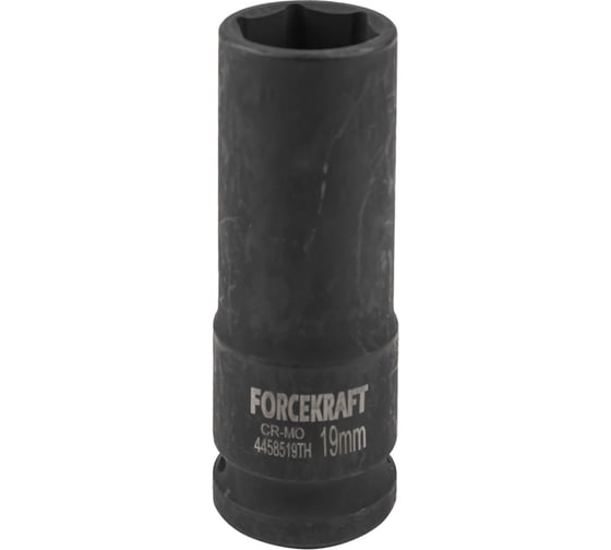 Головка ударная глубокая тонкостенная 6-гранная 19 мм, 1/2"DR, 85 мм Forcekraft FK-4458519TH(56092) 1