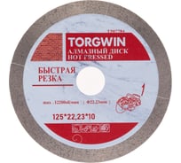 Диск алмазный TORGWIN отрезной сплошной по керамике 125х22.2/10х1.2мм. Hot press Standard T507784