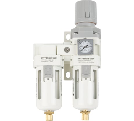 Блок подготовки воздуха 3/8" двухступенчатый с влагоотделителем, регулятором и манометром hd Optimus AFW3000-03