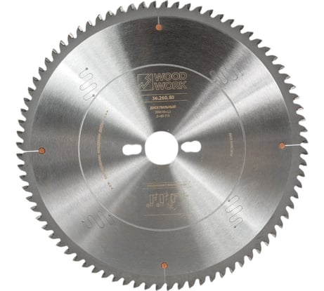 Диск пильный для алюминия 260x3.2x30 мм, 80T, A=-5° FTR WOODWORK 36.260.80