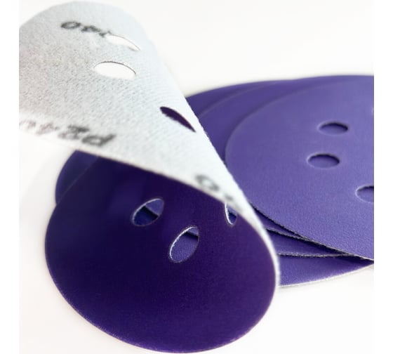 Диск шлифовальный Purple Film на пленочной основе 8 отверстий 125 мм, Р120, 5 шт Abraforce 165001