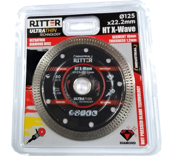 Диск алмазный Eco HT X-Wave 125x22.23 мм, 0.8x1.2x10 мм RITTER PS30131250