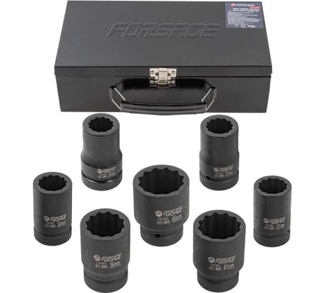 Набор головок ударных глубоких 1"DR, 7 шт, 12 гр.-24, 27, 30, 32, 36, 41, 46 мм F-8072-9MPB Forsage 54948