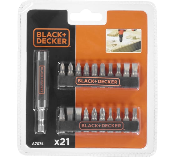 Набор бит+держатель 21 шт, блистер Black+Decker A 7074