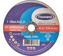 Круг зачистной по металлу (180х6х22 мм, A 24 R BF L) Tsunami D16110018062300