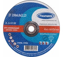 Круг зачистной по металлу (230х6х22 мм, A 24 R BF L) Tsunami D16112723062300