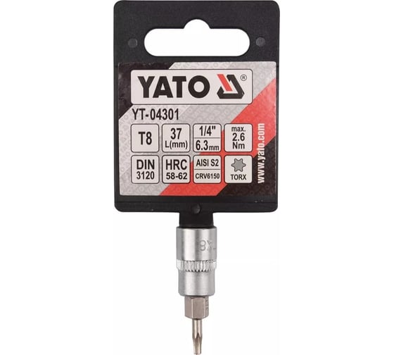 Головка торцевая с вставкой TORX T8, 1/4" DR YATO YT-04301
