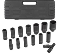 Набор головок ударных глубоких 12-гранных 15 предметов, 1/2" 10,12-17,19,21,22,24,27,30,32,36мм, в пластиковом кейсе Forsage F-4166D-9MPB(52976)