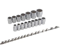 Набор головок 12 гранных 16 предметов, 1/2" (10-19, 21, 22, 24, 27, 30, 32 мм на планке Forsage F-4161-9(9743)