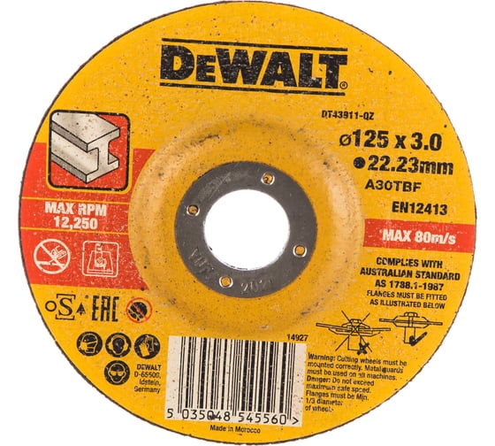 Круг отрезной по металлу (125x22.2x3 мм) DEWALT DT43911 1