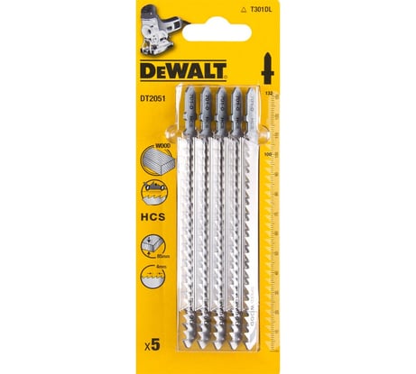 Пилка по дереву HCS 132х100х4х85 мм, T301DL, 5 шт. DEWALT DT2051