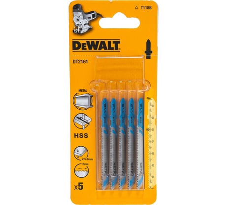 Пилка по металлу HSS 76х50х2х6 мм, T118B, 5 шт. DEWALT DT2161