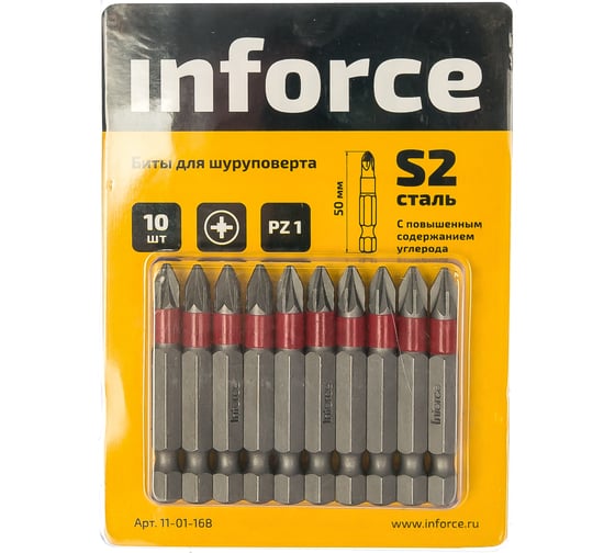 Бита (10 шт; Pz1; 50 мм) для шуруповерта Inforce 11-01-168 1