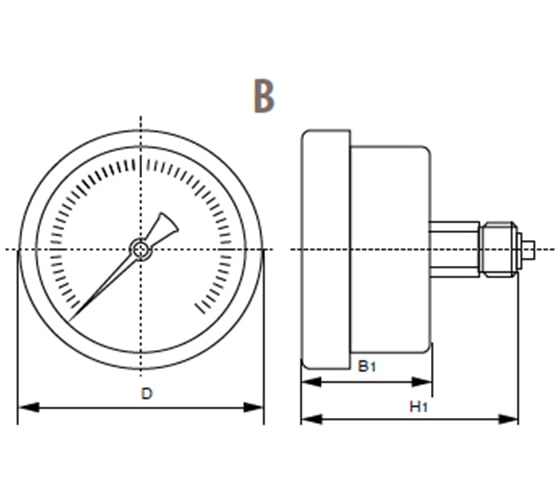 Манометр от 0 до 10 бар (1mPa), D100 мм, NPT 1/2", подсоединение сзади по центру A-Flow G10-C-8N-100B-10bar/1mPa