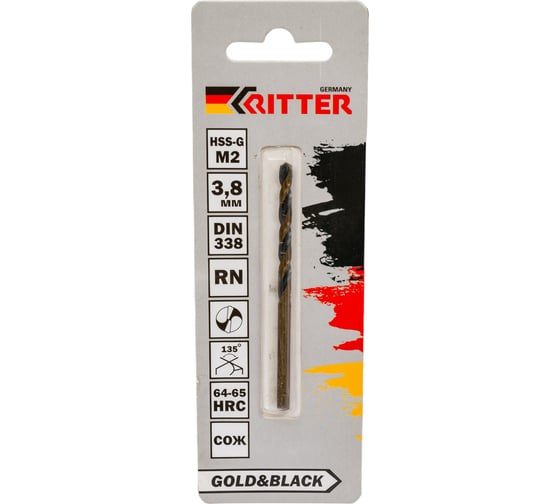 Сверло по металлу EC Gold&Black 3.8 мм, HSS-G M2, DIN 338, RN RITTER PS14203801