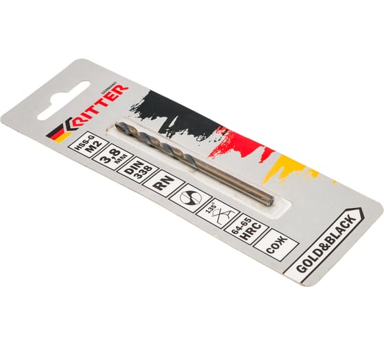Сверло по металлу EC Gold&Black 3.8 мм, HSS-G M2, DIN 338, RN RITTER PS14203801