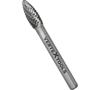 Бор-фреза по металлу твердосплавная, элипсобразная, тип H, 8 мм vertextools 3646-8