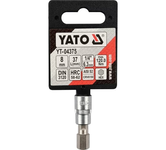 Головка торцевая c вставкой HEX 8 мм, 1/4" DR YATO YT-04375