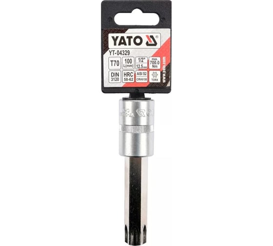 Головка торцевая c вставкой TORX Т70, 1/2" DR, 100 мм YATO YT-04329