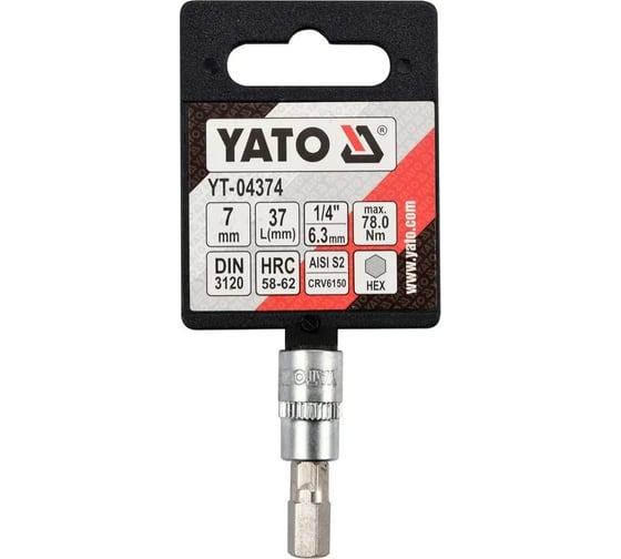 Головка торцевая c вставкой HEX 7 мм, 1/4" DR YATO YT-04374
