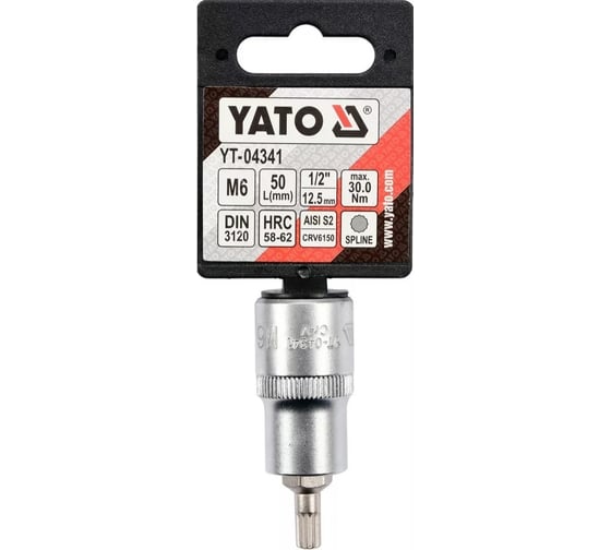 Головка торцевая c вставкой SPLINE М6, 1/2" DR YATO YT-04341