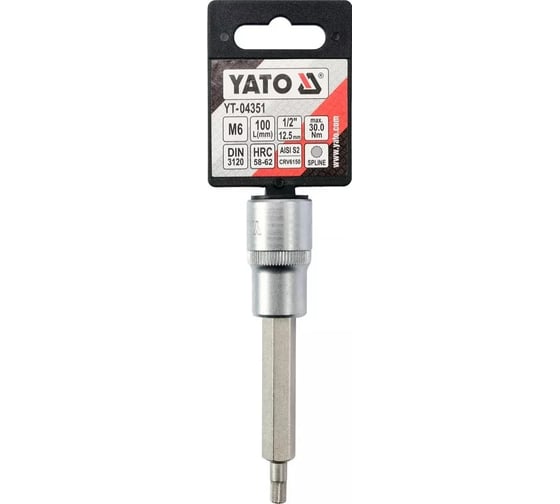 Головка торцевая c вставкой SPLINE М6, 1/2" DR, 100 мм YATO YT-04351
