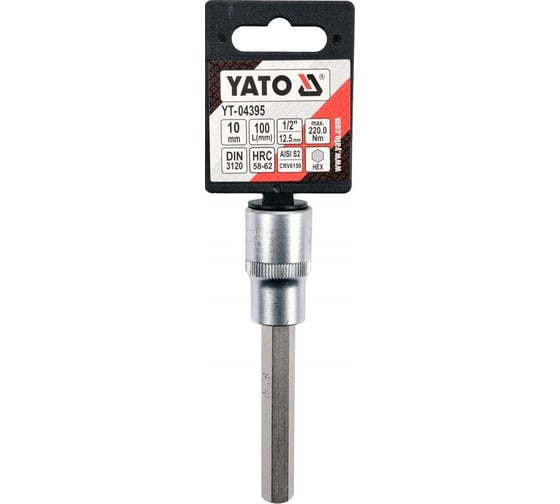Торцевая головка YATO c вставкой HEX 1/2" 10мм L100мм YT-04395