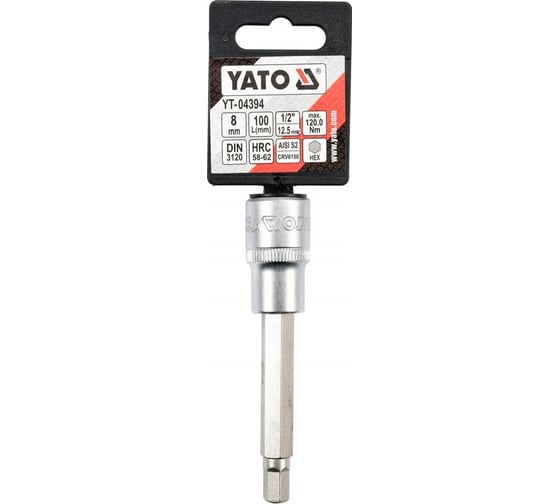 Головка торцевая с вставкой HEX 8 мм, 1/2" DR, 100 мм YATO YT-04394