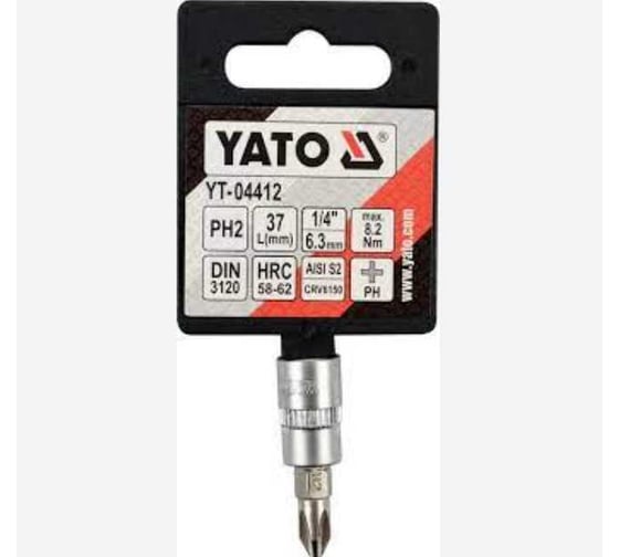 Головка торцевая с вставкой PH2, 1/4" DR YATO YT-04412