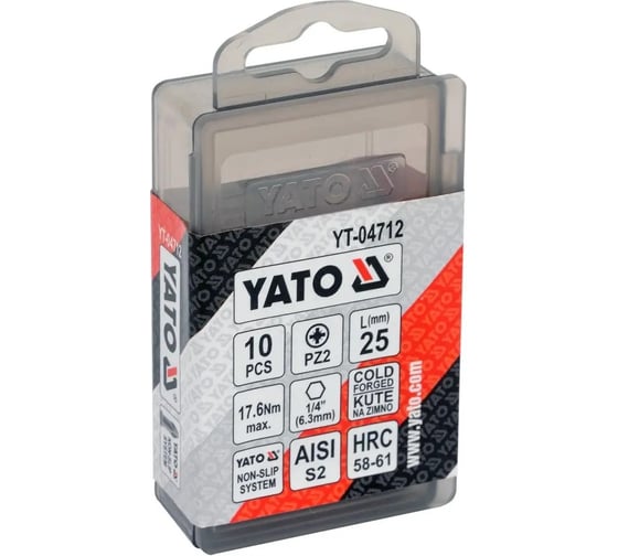 Бита крестовая 10 шт, PZ2, 25 мм YATO YT-04712