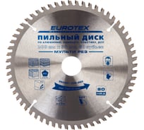 Диск пильный МУЛЬТИ РЕЗ по алюминию, ламинату, пластику, ДСП (200x30 мм, 60 зубьев + переходное кольцо 30/20) EUROTEX 060607-200-060