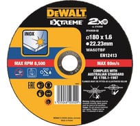 Круг отрезной EXTREME (для нержавеющей стали, 180x22.2x1.6 мм, тип 4) DEWALT DT43938