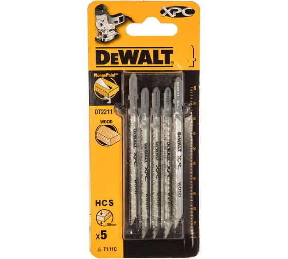 Пилка по дереву 100х75 мм, шаг 3.1 T111C 5 шт. DEWALT DT2211
