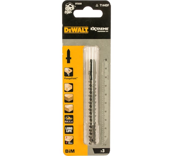 Пилка по дереву T144DF 100х75 мм, шаг 4.0, 3 шт. DEWALT DT2220