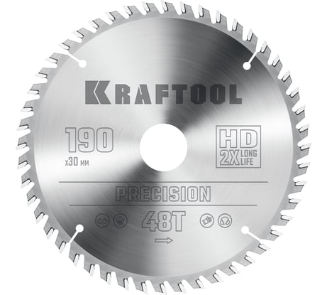 Пильный диск по дереву KRAFTOOL Precision 190x30 мм, 48т 36952-190-30