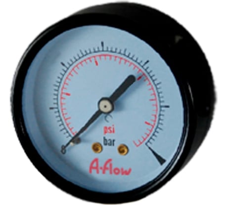 Манометр от 0 до 16 бар из углеродистой стали, D40 мм, NPT 1/8", штуцер сзади по центру A-Flow G10-1-C-2N-40B-16bar/kPa
