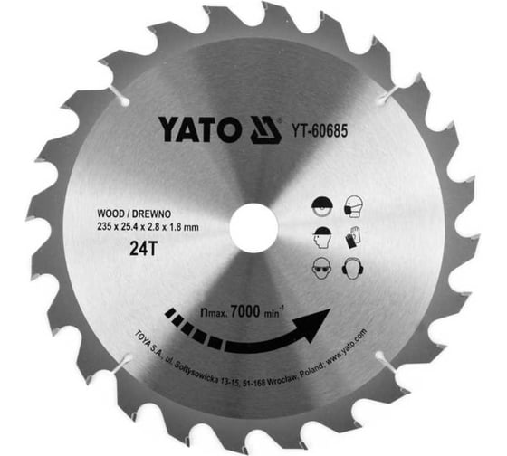 Диск пильный по дереву, 235x24Tх25,4мм YATO YT-60685 1