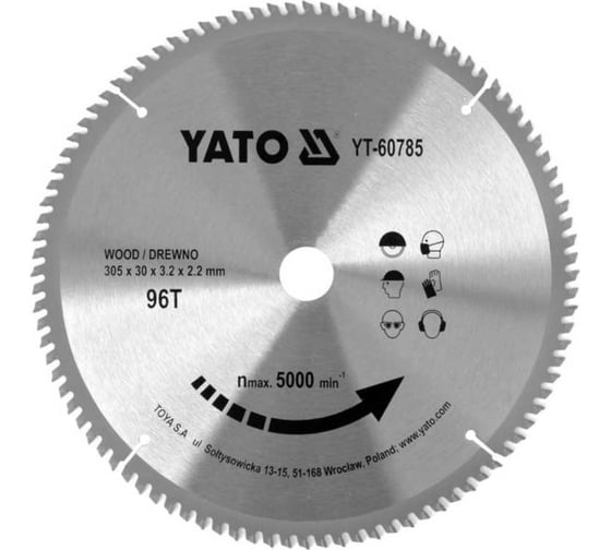 Диск пильный по дереву, 305x96Tх30мм YATO YT-60785 1