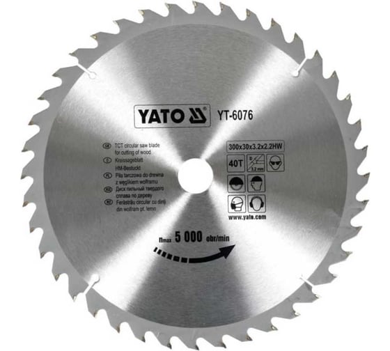 Диск с карбидом/вольфрамом 300x30x3,2x2,2/40 зубьев YATO YT-6076