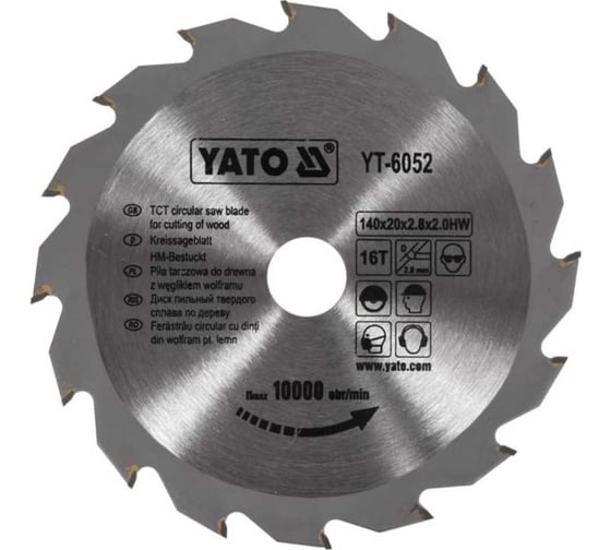 Диск с карбидом/вольфрамом 140x20x2,8x2,0/16 зубьев YATO YT-6052 1