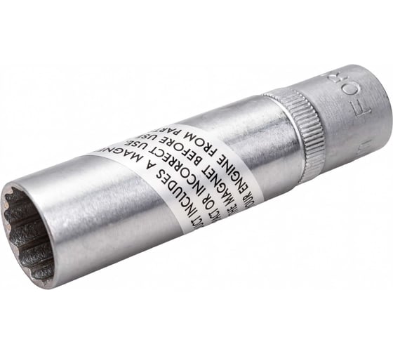 Головка свечная магнитная тонкостенная 12 гранная, 3/8", 14 мм, 70 мм FORCE 807314MTH