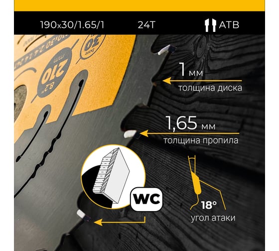 Диск пильный fast cut 190 мм (7 1/2”), z24, посадка 30+20/16 мм RAGE Furious 594232